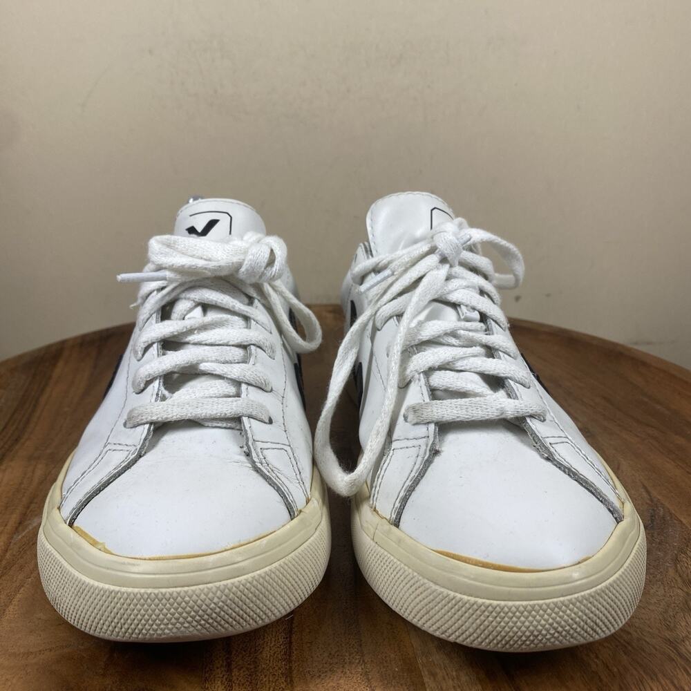 Veja Esplar Womens White And Black Size 6 Low Top Leather Shoes Sneakers - Picture 3 of 10